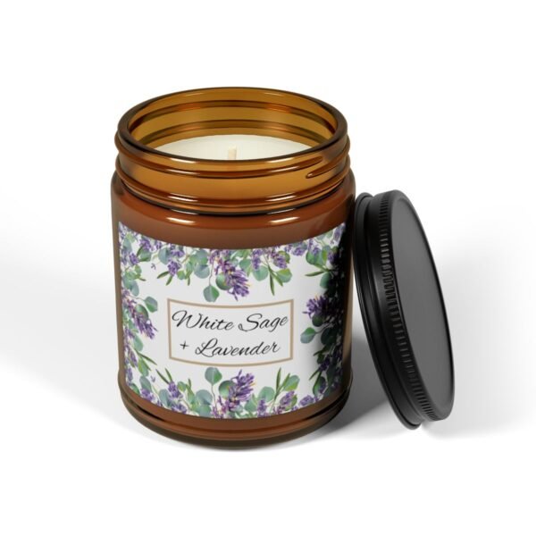 white sage lavender soy candle 9 oz amber jar with lid off white sage lavender soy candle 9 oz amber jar with lid off