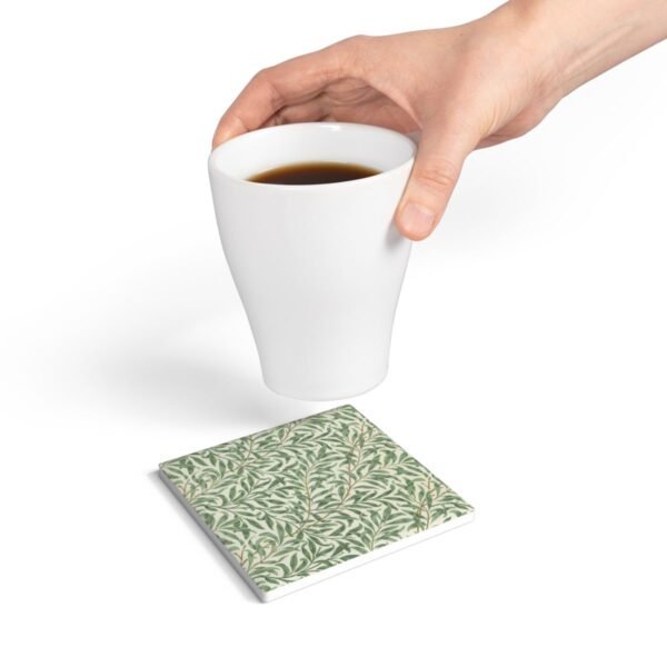 willow boughs ceramic tile coaster square with hand holding coffee cup willow boughs ceramic tile coaster square with hand holding coffee cup