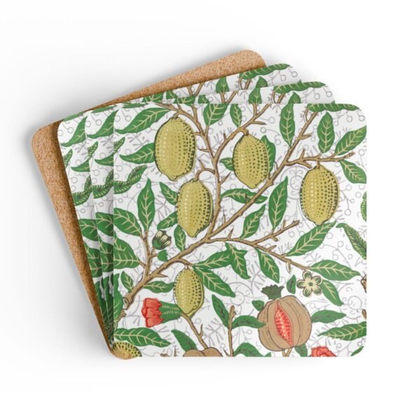 Fruit Morris hardboard coasters set of 4 with cork backiing