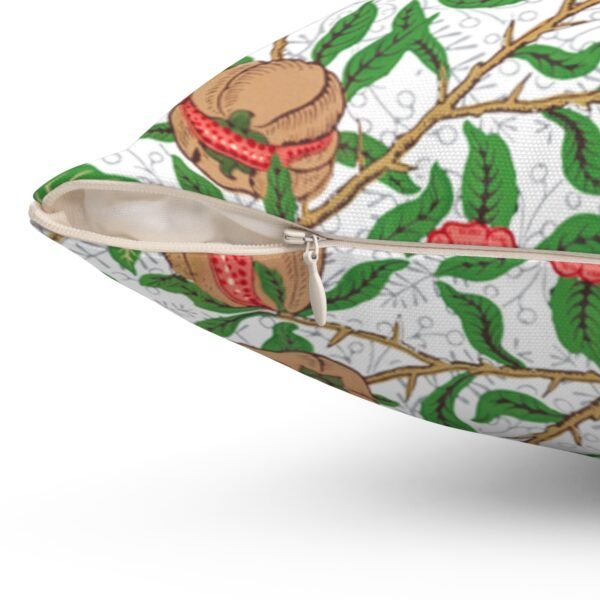 Fruit William Morris Square Pillow 14x14 close up of zipper closure Fruit William Morris Square Pillow 14x14 close up of zipper closure