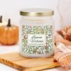 Lemon Verbena candle in apothecary jar in kitchen with pumpkin