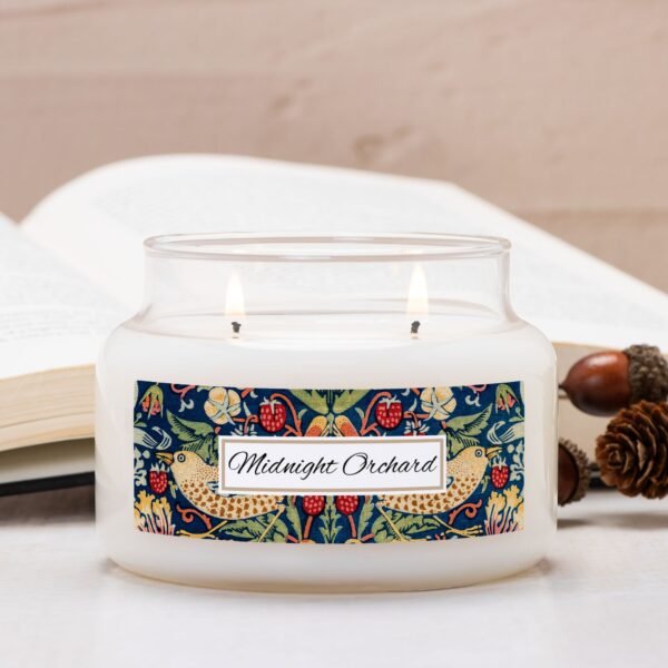 Midnight Orchard 2 wick apothecary candle with pinecones and acorn