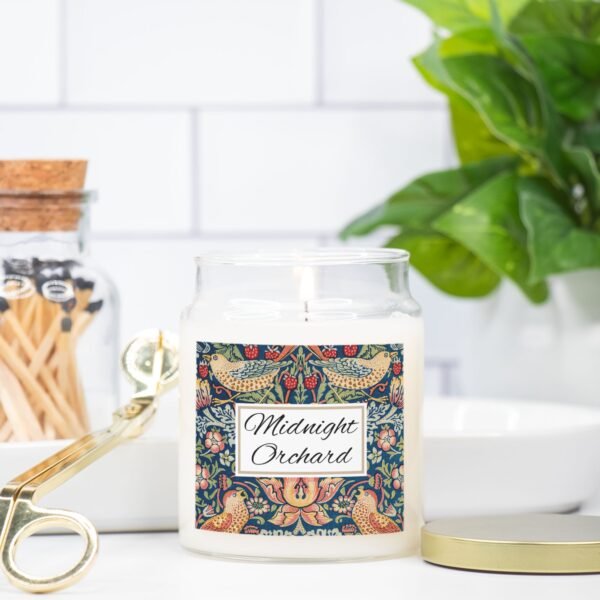 Midnight Orchard apothecary candle in kitchen with match sticks Midnight Orchard apothecary candle in kitchen with match sticks