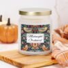 Midnight Orchard apothecary candle in kitchen with pumpkin Midnight Orchard apothecary candle in kitchen with pumpkin