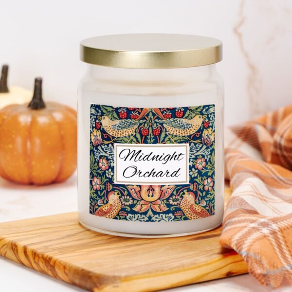 Midnight Orchard apothecary candle in kitchen with pumpkin Midnight Orchard apothecary candle in kitchen with pumpkin