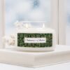 Oakmoss Amber 2 wick apothecary candle in winter scene