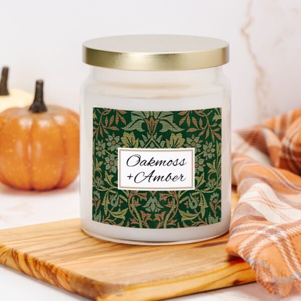 Oakmoss Amber Apothecary Candle in a kitchen with pumpkin Oakmoss Amber Apothecary Candle in a kitchen with pumpkin