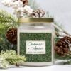 Oakmoss Amber candle in apothecary jar with pinecones
