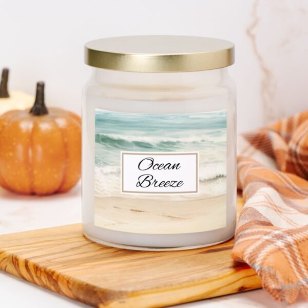 Ocean Breeze apothecary candle in kitchen with pumpkin Ocean Breeze apothecary candle in kitchen with pumpkin