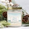 Ocean Breeze coastal candle in apothecary jar with pinecones