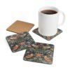 Strawberry Thief Coasters Set with coffee cup