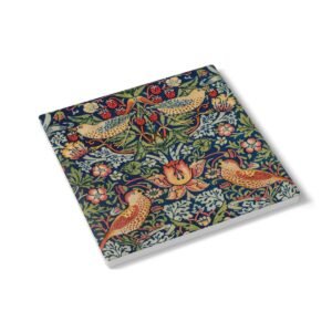 Strawberry Thief ceramic tile coaster side view