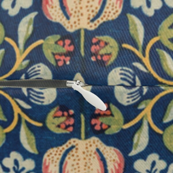 Strawberry Thief lumbar pillow closeup of zipper