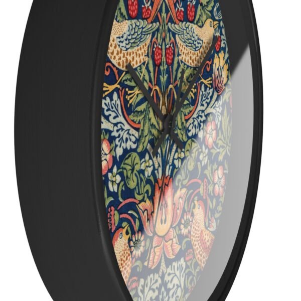 Strawberry Thief wall clock black frame black hands side view