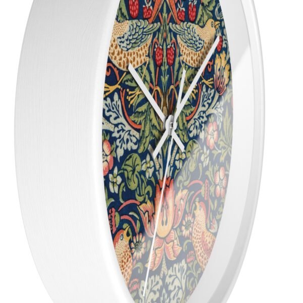 Strawberry Thief wall clock white frame white hands side view