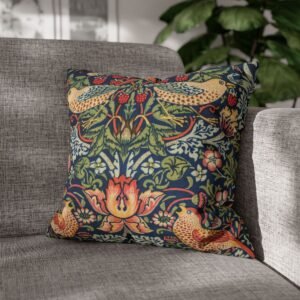 Strawberry thief Square Pillow on sofa