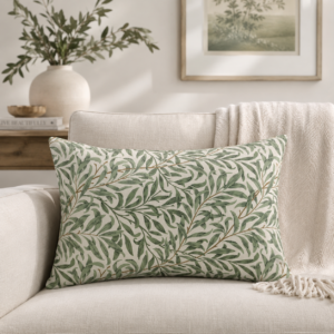 Willow Bough lumbar pillow on white couch