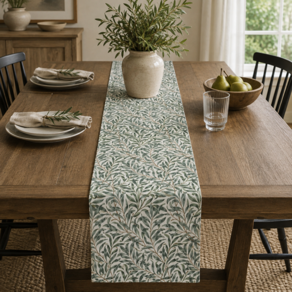 Willow Bough table runner on wood table Willow Bough table runner on wood table