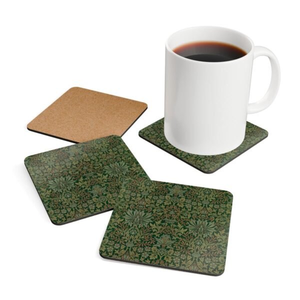 flower garden hardboard coaster set with coffee cup
