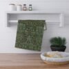 flower garden tea towel hanging on kitchen rack