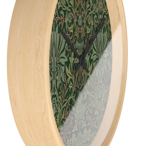 flower garden wall clock wood frame black hands