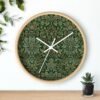 flower garden wall clock wood frame white hands over shelf