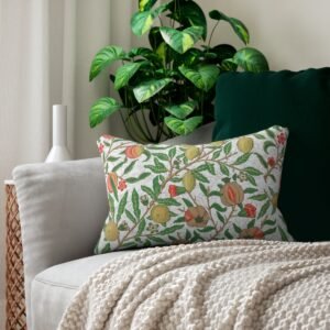 fruit william morris lumbar pillow on a sofa