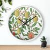 fruit william morris wall clock white frame black hands over shelf fruit william morris wall clock white frame black hands over shelf