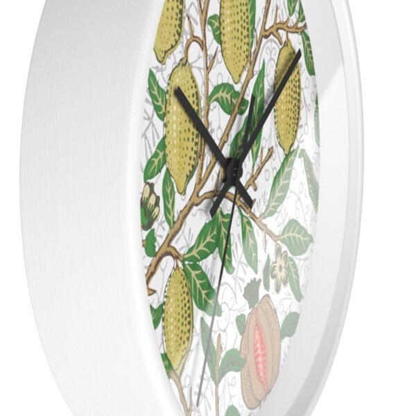 fruit william morris wall clock white frame black hands side view fruit william morris wall clock white frame black hands side view