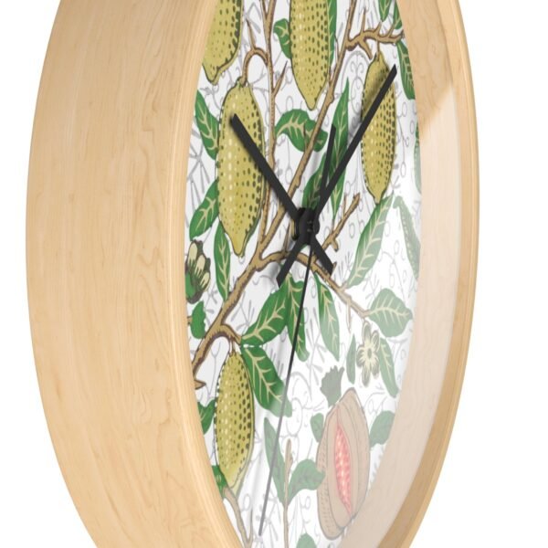 fruit william morris wall clock wood frame black hands side view fruit william morris wall clock wood frame black hands side view