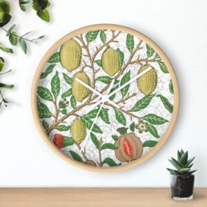 fruit william morris wall clock wood frame white hands over shelf fruit william morris wall clock wood frame white hands over shelf