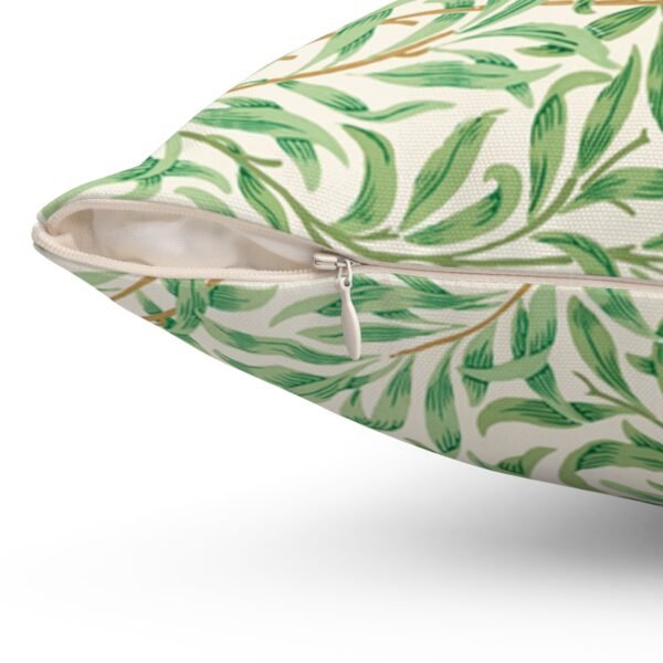 willow boughs square pillow close up of zipper