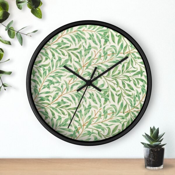 willow boughs wall clock Black Frame Black Hands over shelf