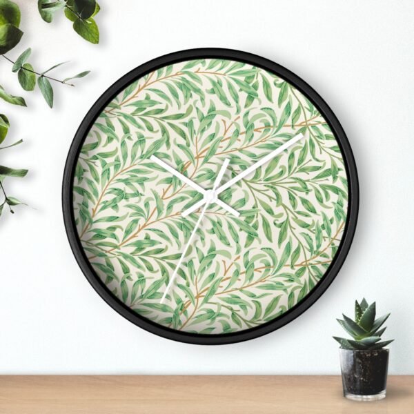 willow boughs wall clock Black Frame White Hands over shelf