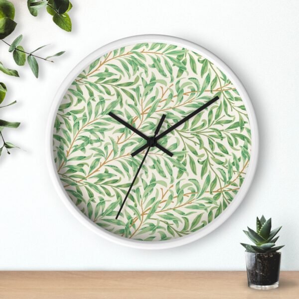 willow boughs wall clock White Frame Black Hands over shelf