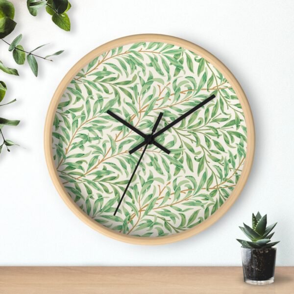 willow boughs wall clock Wood Frame Black Hands over shelf
