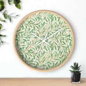 willow boughs wall clock Wood Frame White Hands over shelf willow boughs wall clock Wood Frame White Hands over shelf