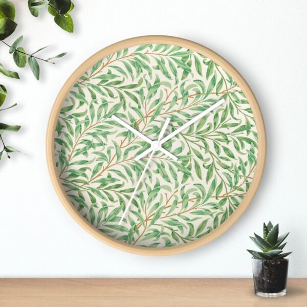 willow boughs wall clock Wood Frame White Hands over shelf