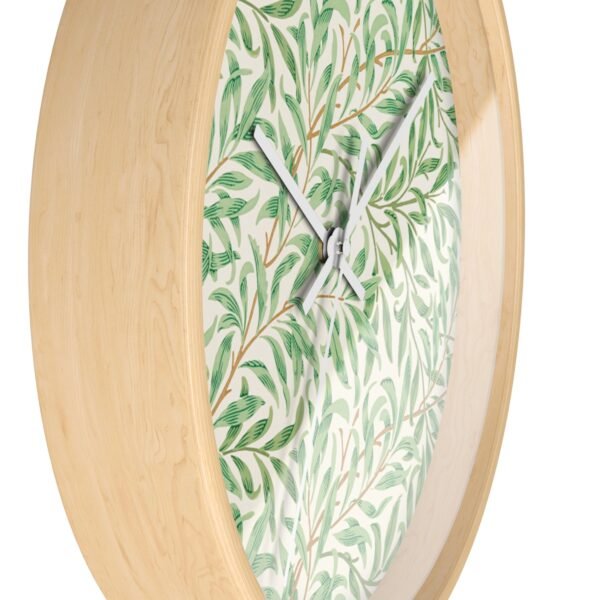willow boughs wall clock Wood Frame White Hands side view