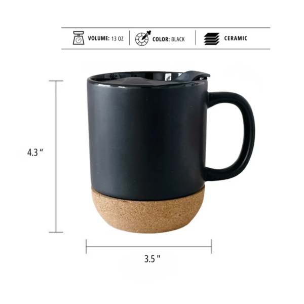 Black Ceramic Mug with cork bottom