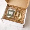 Christmas Warmth candle with gold trimmer and match jar gift set