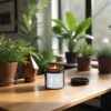 Clean Cotton lit soy candle on table