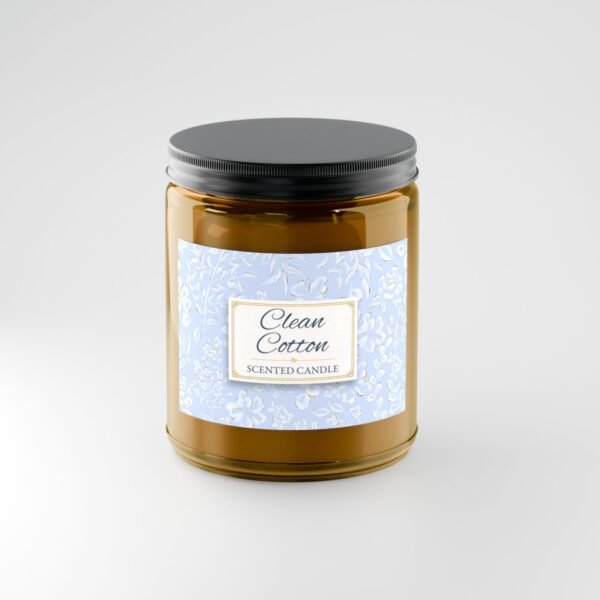 Clean Cotton soy candle in 9oz amber jar