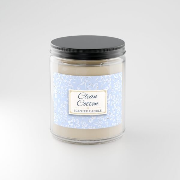 Clean Cotton soy candle in 9oz clear jar