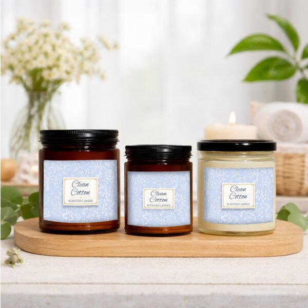 Clean Cotton soy candles on counter