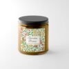 Garden Breeze candle in amber jar with black lid