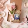 Lavender Fields candle and crochet flowers gift set