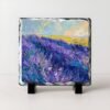 Lavender Fields keepsake slate with black holder