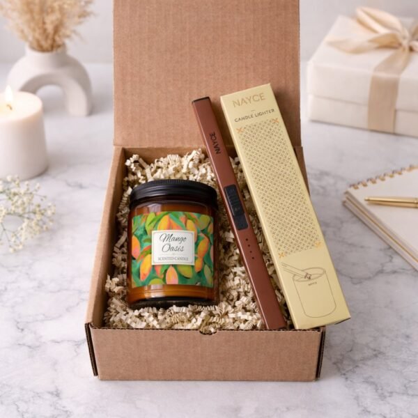 Mango Oasis candle and electric lighter gift set