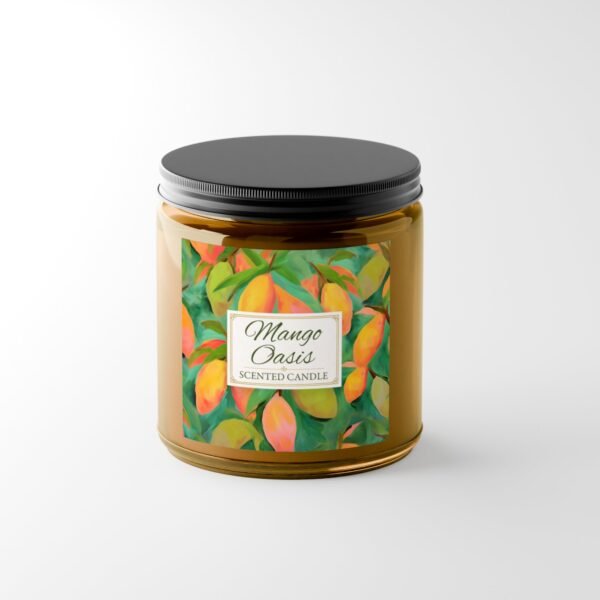 Mango Oasis candle in 4oz amber jar